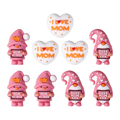 Silicone 3D Focal Beads Mother Day Gnome Holding Sign Detail 8