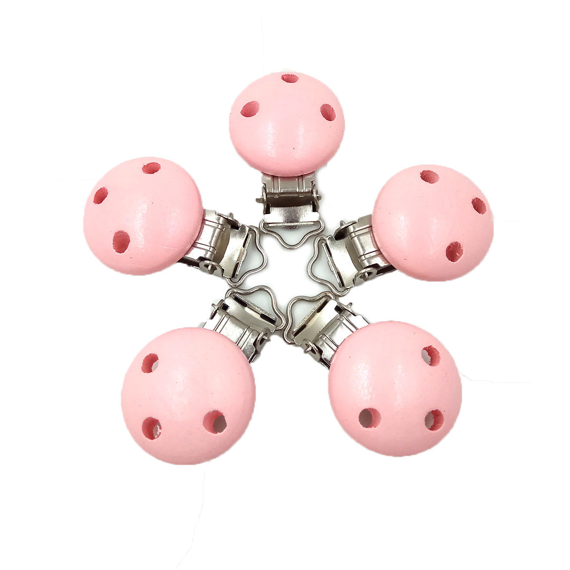 Wooden Pacifier Clip 30mm Three-Hole Round Teething Toy 6