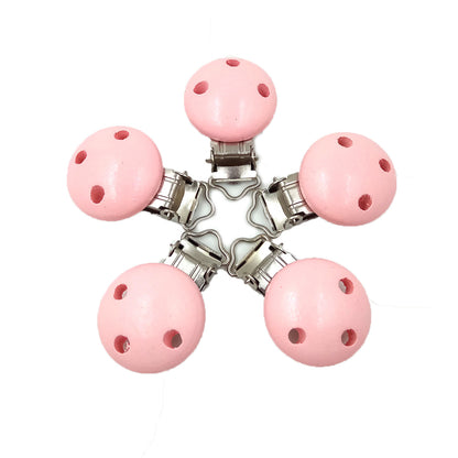 Wooden Pacifier Clip 30mm Three-Hole Round Teething Toy 6