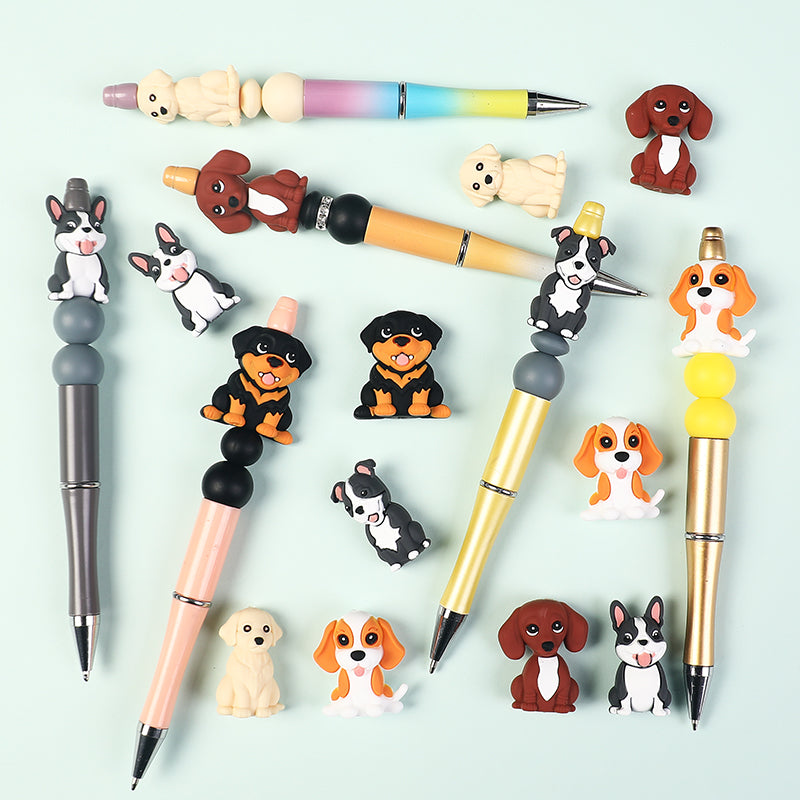 20Pcs Silicone 3D Focal Beads Cute Puppy Sitting Pose 8