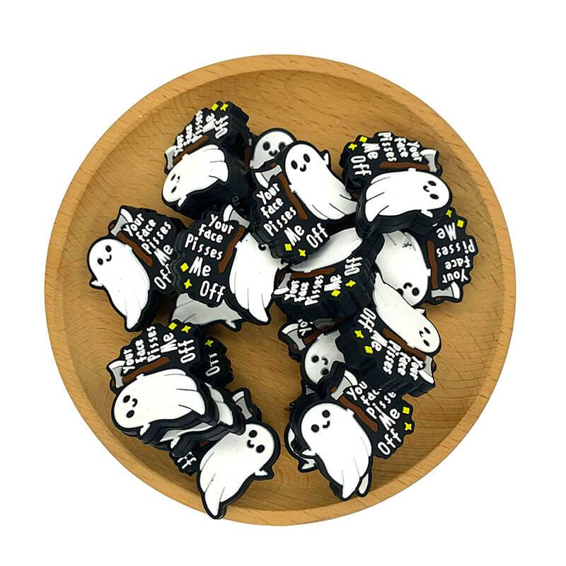Silicone Focal Beads Ghost Halloween Your Face Pisses Me Off Text Design 2