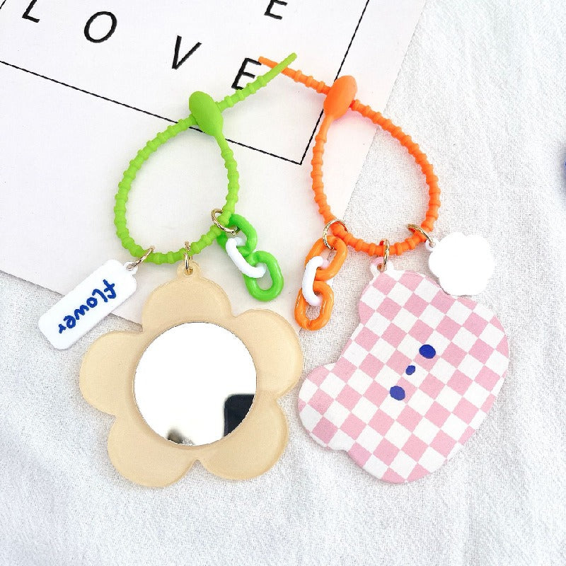 Acrylic Cartoon Bear Mirror Keychain Cute Charm Accessory 2