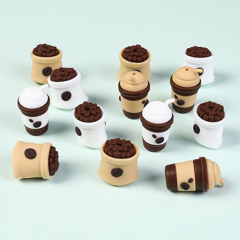 20Pcs Silicone 3D Focal Beads Coffee Cup with Coffee Bean Detail 6