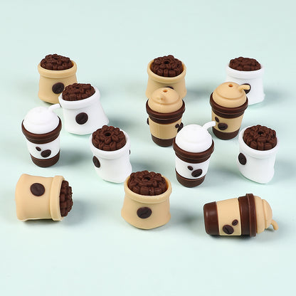 20Pcs Silicone 3D Focal Beads Coffee Cup with Coffee Bean Detail 6