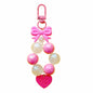 Bow Silicone Bead Wristlet Keychain with Acrylic Beads 12x4.5cm