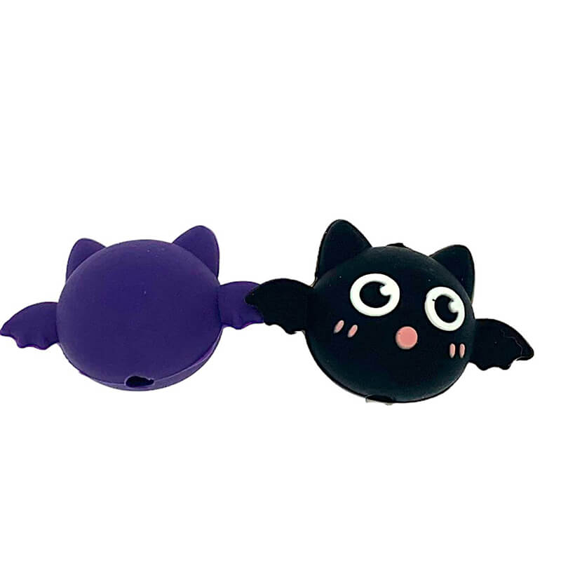 Silicone 3D Focal Beads Bat Halloween Wings Spread