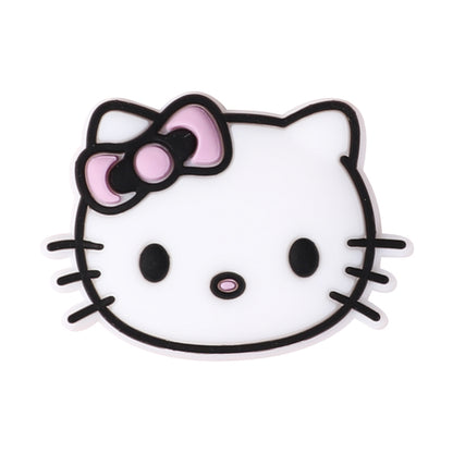 20Pcs Silicone Focal Beads White Cat Head with Bow Detail 8