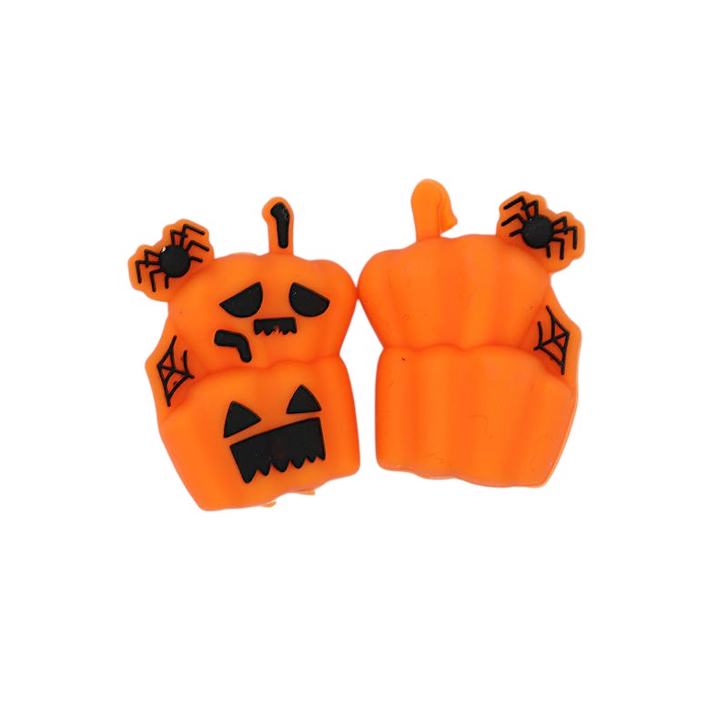 20Pcs Silicone 3D Focal Beads Halloween Spider Pumpkin Holding Spider