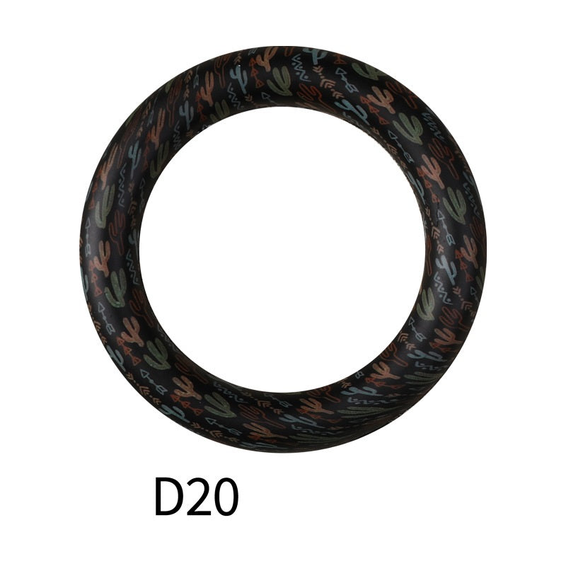 65mm Printed Silicone Beads Ring Shape Printed Design 26