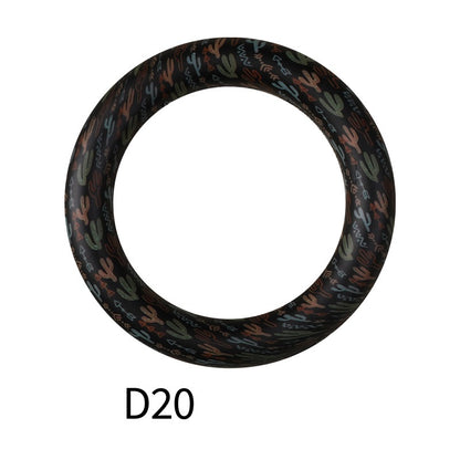 65mm Printed Silicone Beads Ring Shape Printed Design 26