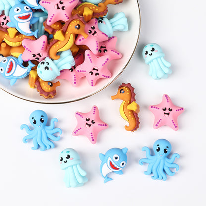 20Pcs Silicone 3D Focal Beads Marine Animals Mixed Set