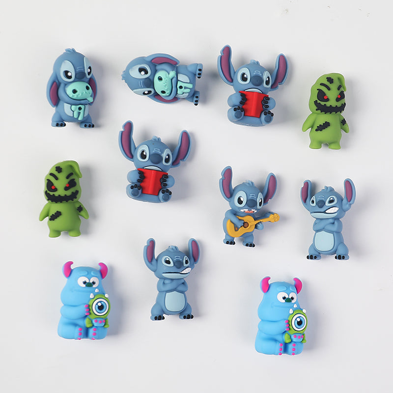 20Pcs Silicone 3D Focal Beads Blue Alien Character Large Ears Various Poses 2