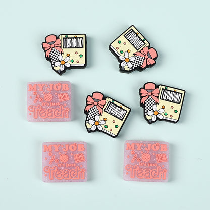 20Pcs Silicone Focal Beads Library Reed Duck Book and Quote Designs 2