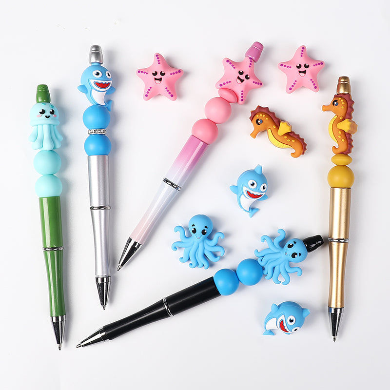 20Pcs Silicone 3D Focal Beads Marine Animals Mixed Set 6