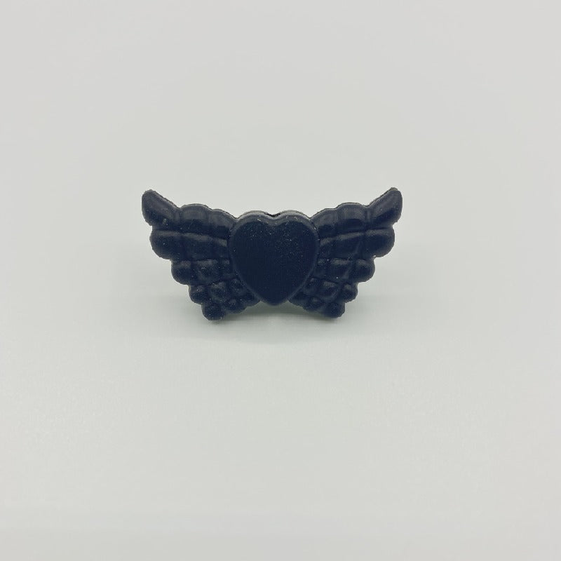 20pcs Silicone Focal Beads Wing Shape with Heart Center 4