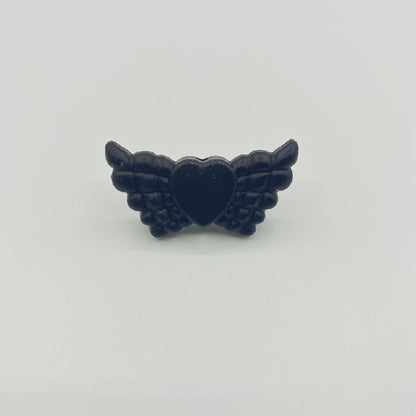 20pcs Silicone Focal Beads Wing Shape with Heart Center 4