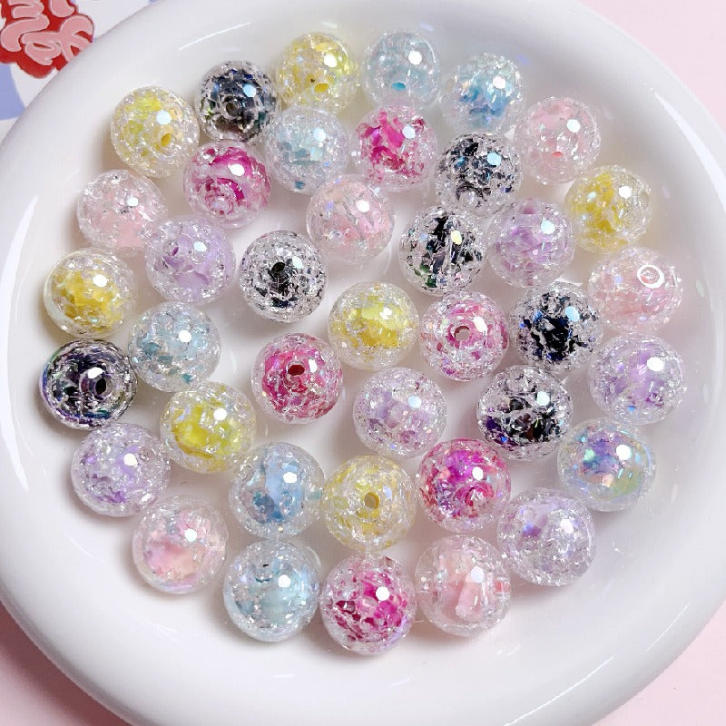 10pcs 16mm Sparkling Round Acrylic Beads Jewelry Making