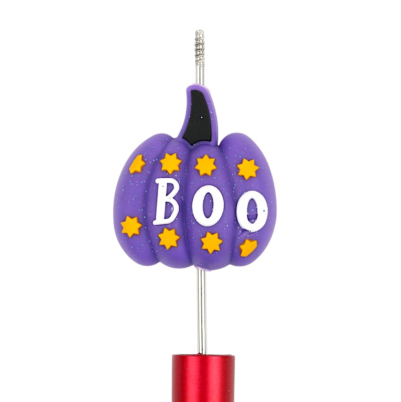20Pcs Silicone 3D Focal Beads Halloween Color-Shifting Boo Pumpkin with Text 2