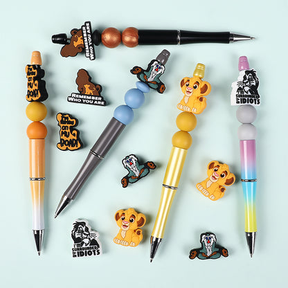 20Pcs Silicone Focal Beads Young Lion with Text Decorations 6