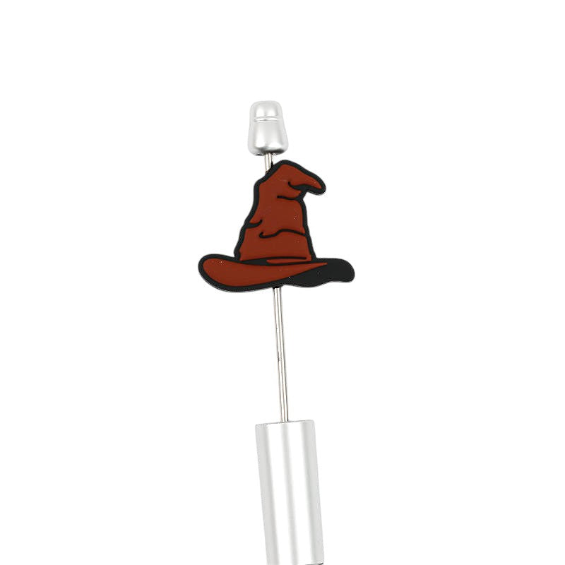 20Pcs Silicone Focal Beads Brown Magician Hat Side Profile 2