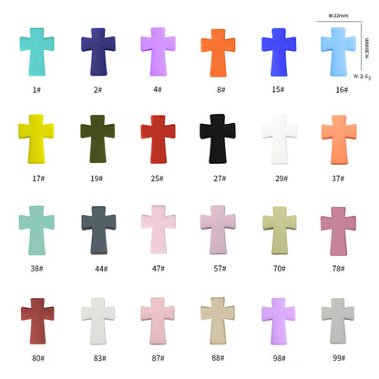 20pcs Silicone Focal Beads Printed Cross With Varied Color Patterns 2