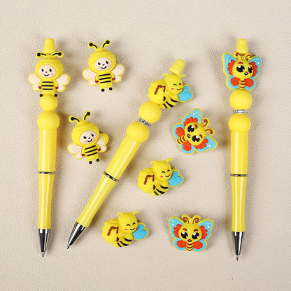 Silicone 3D Focal Beads Bee Butterfly with Smiling Faces 8