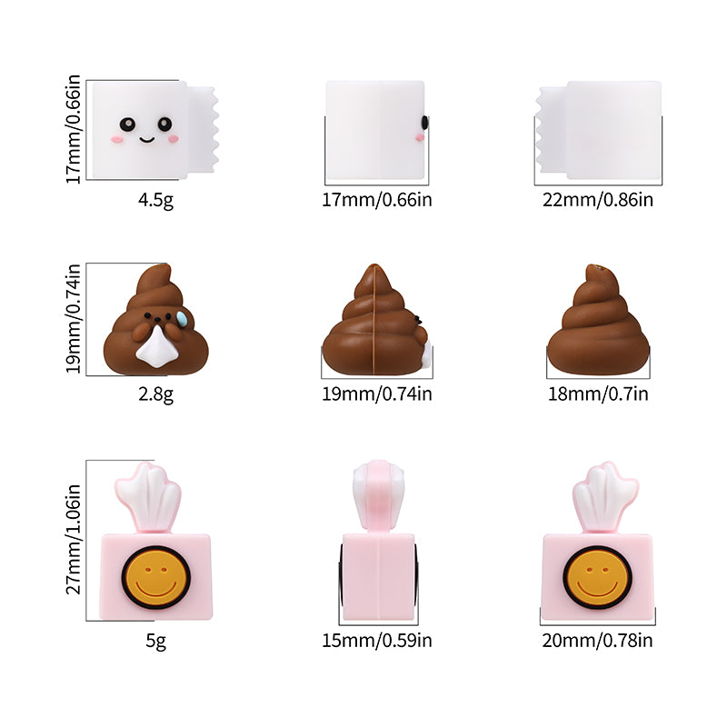 Silicone 3D Focal Beads Tissue Poop With White Tissue and Pink Paper 10