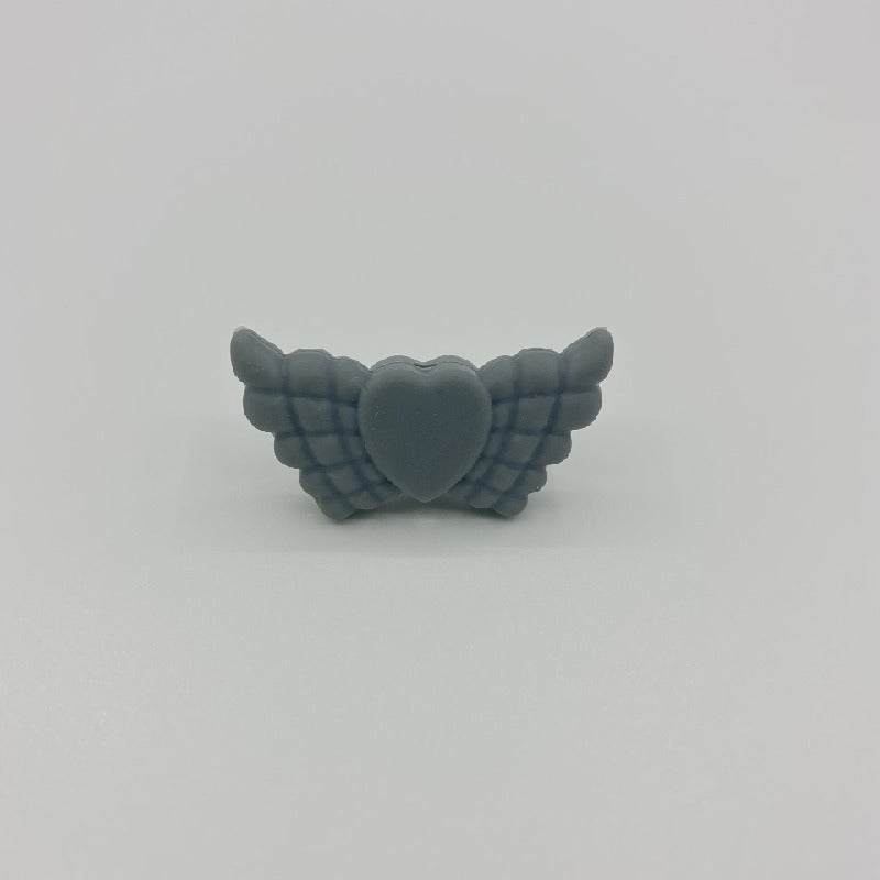 20pcs Silicone Focal Beads Wing Shape with Heart Center 12