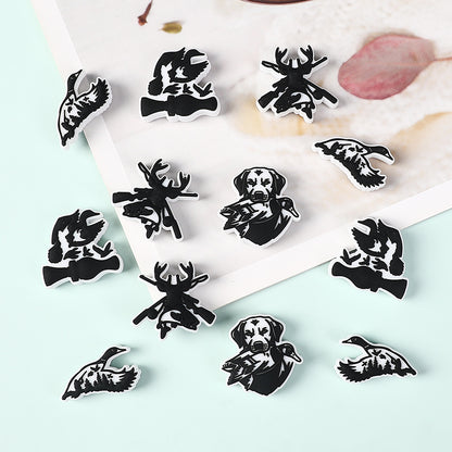 20Pcs Silicone Focal Beads Hunting Season Deer Antlers Crossed Rifles 4