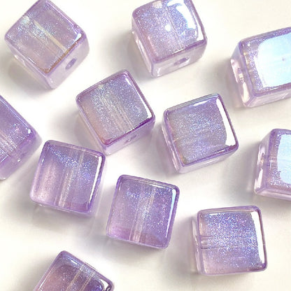 50pcs 14mm Colorful UV Finish Cube Acrylic Beads Jewelry Making 8