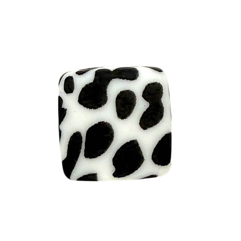 50pcs 13.5mm Printed Square Silicone Beads Variety Designs 11