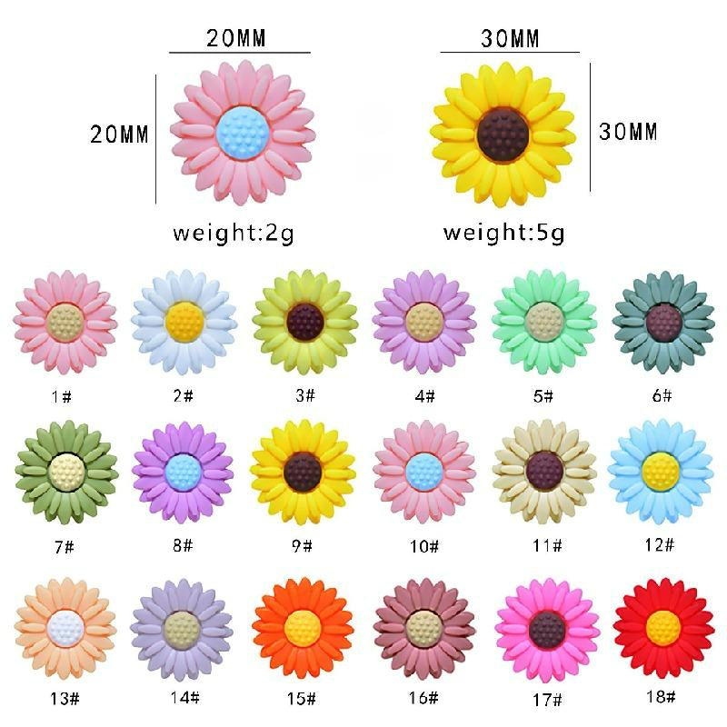 50pcs Silicone Focal Beads Daisy Flower Variety of Colors Design 2