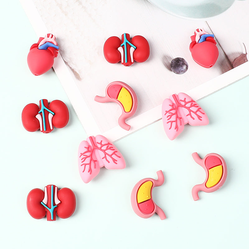 20Pcs Silicone 3D Focal Beads Cartoon Organs Detailed Design 2
