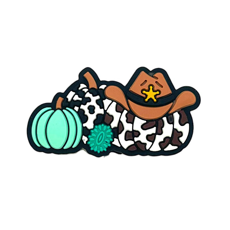 20pcs Silicone Focal Beads Halloween Western Pumpkin With Cowboy Hat