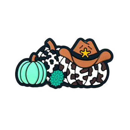 20pcs Silicone Focal Beads Halloween Western Pumpkin With Cowboy Hat