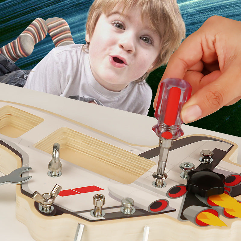 Wooden Montessori Toys Simulation Screw Spacecraft for Kids 3