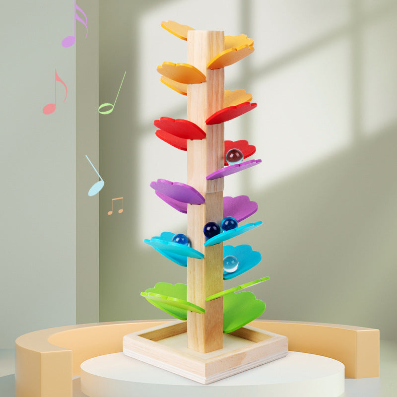 Wooden Marble Run Musical Tree Educational Toy 19cm 3