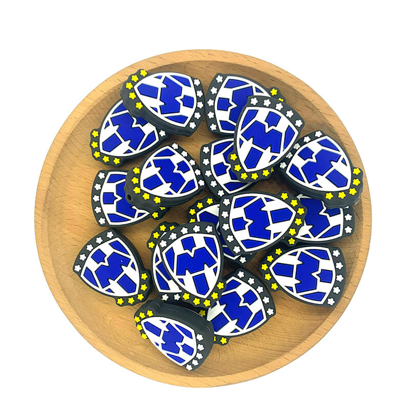 Silicone Focal Beads Sports Shield with Stars Design 2