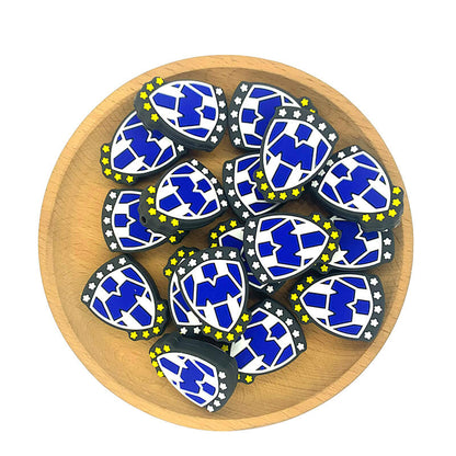 Silicone Focal Beads Sports Shield with Stars Design 2