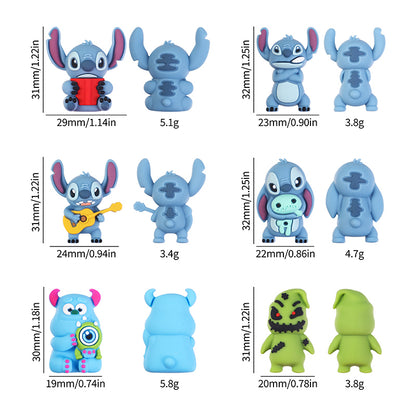 20Pcs Silicone 3D Focal Beads Blue Alien Character Large Ears Various Poses 12