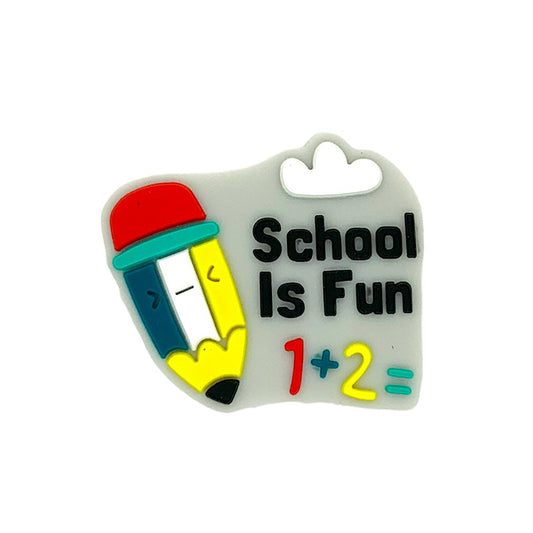 20pcs Silicone Focal Beads School Is Fun Pencil Design with Math Symbols