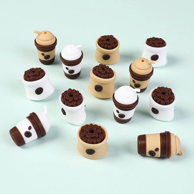20Pcs Silicone 3D Focal Beads Coffee Cup with Coffee Bean Detail 7