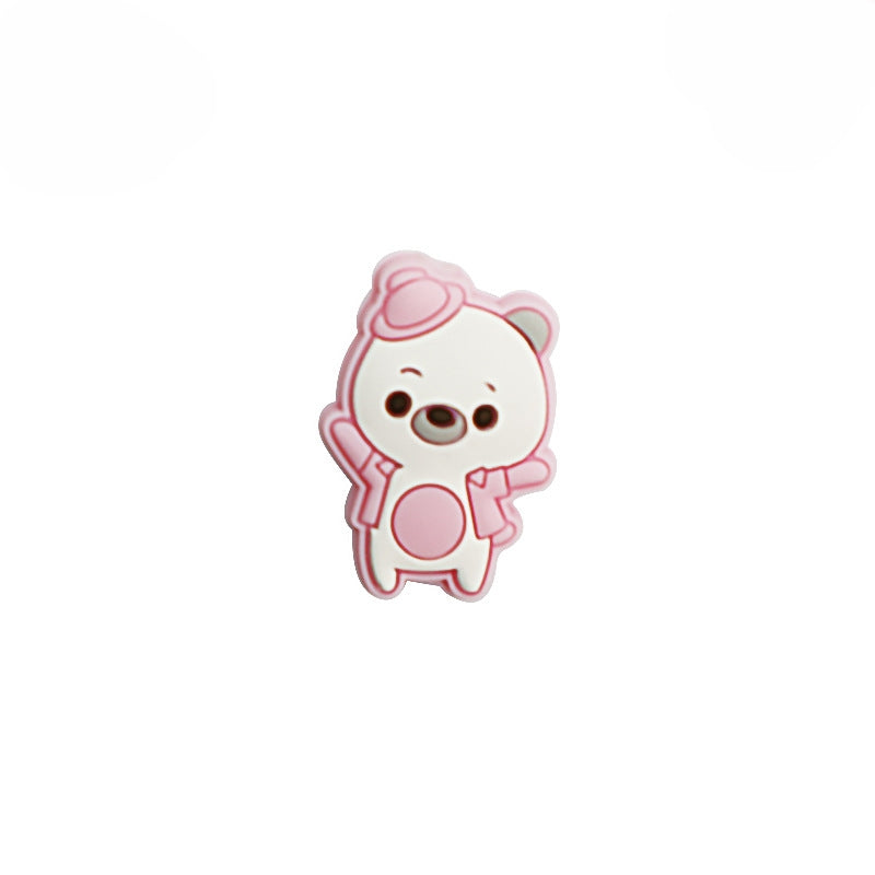 Silicone Focal Beads Dancing Bear Wearing Hat Pose 10