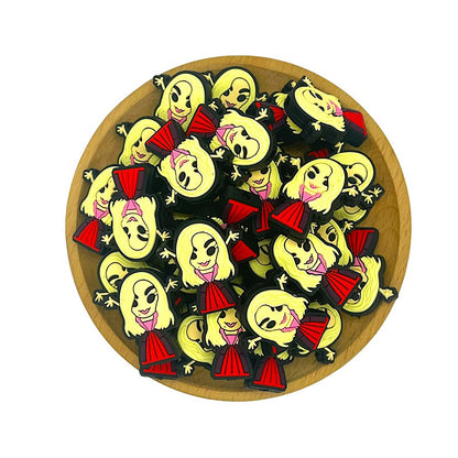 20pcs Silicone Focal Beads Halloween Blonde Witch with Raised Hands 2