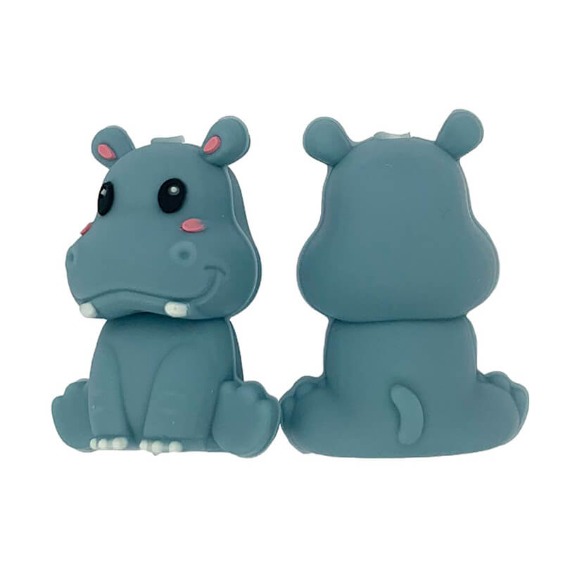 Silicone 3D Focal Beads Hippo Sitting Pose