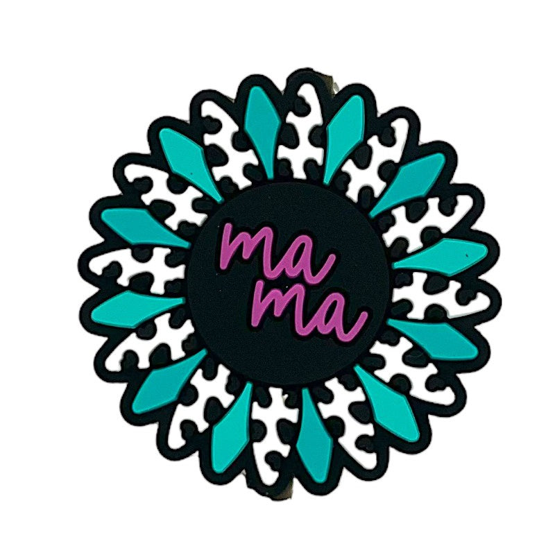 20pcs Silicone Focal Beads Mama Daisy Written Text Center