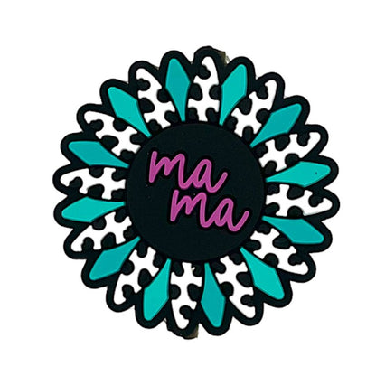 20pcs Silicone Focal Beads Mama Daisy Written Text Center