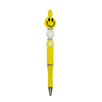 20pcs Silicone Focal Beads Smiling Face Round Shape 8