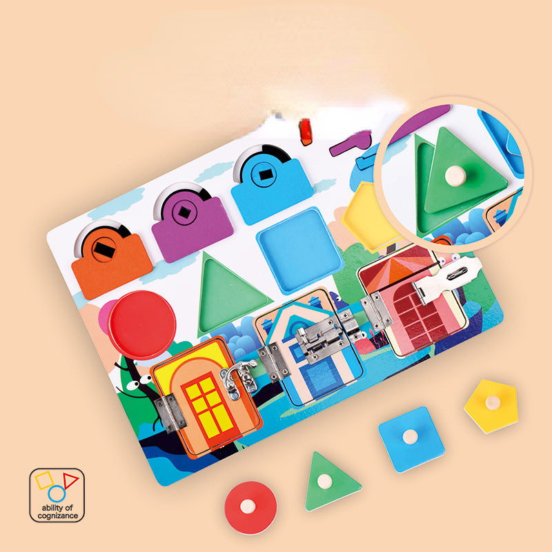Plastic Montessori Toys Busy Panel Unlocking Learning Board 30x22.5cm 2