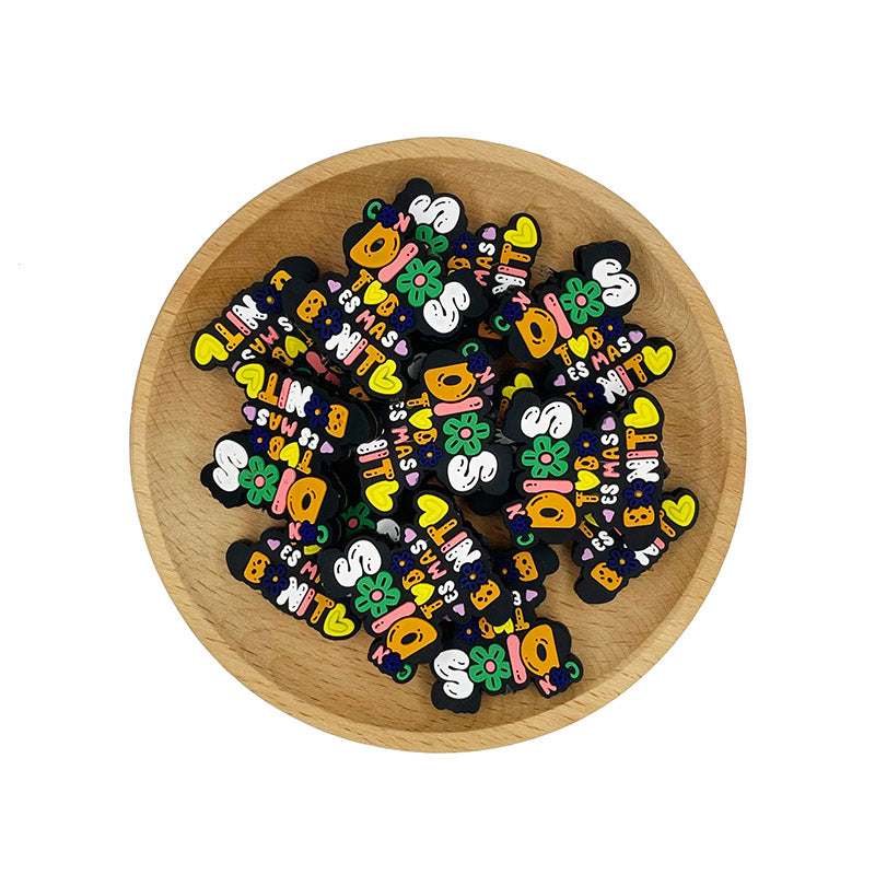 20pcs Silicone Focal Beads Colored Letters Multicolor Design 2
